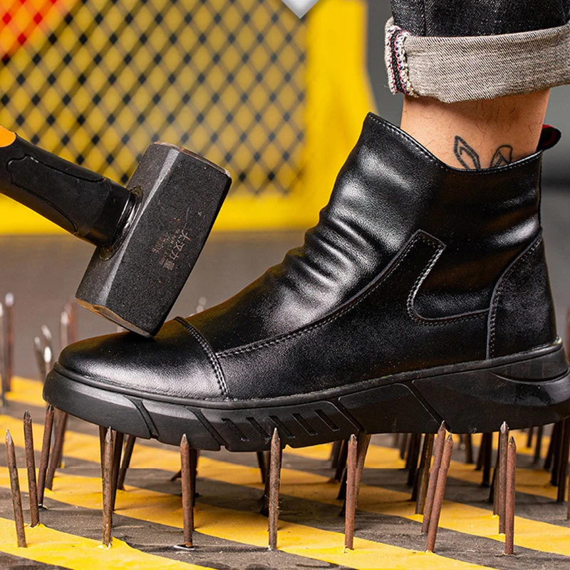 DianSen Wholesale Men Waterproof PU Leather Safety Shoes Soft Outsole Outdoor Work Shoes