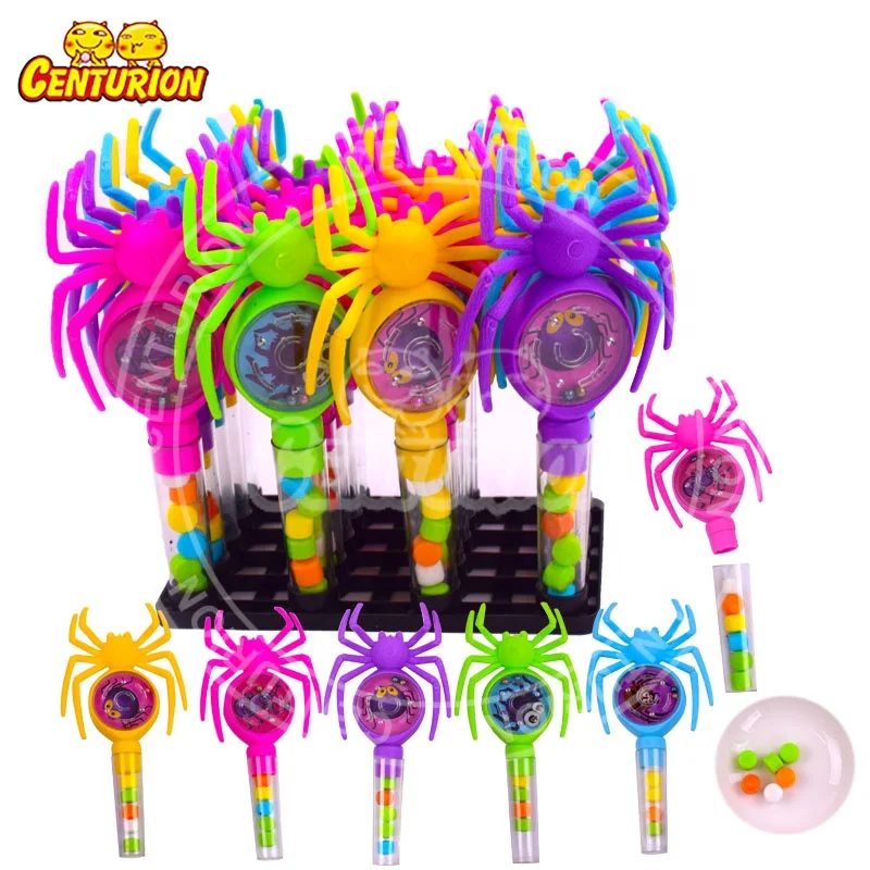 manufacturer china Colorful Funny Spider Maze Game Plastic toy candy  with Fruit Flavor Compressed Candy  Kid