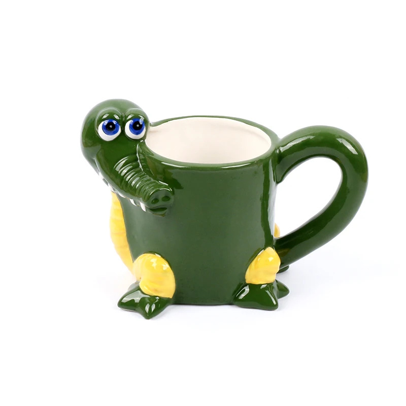 Handmade creative cute milk coffee mugs factory custom 3d animal mug crocodile shape cup