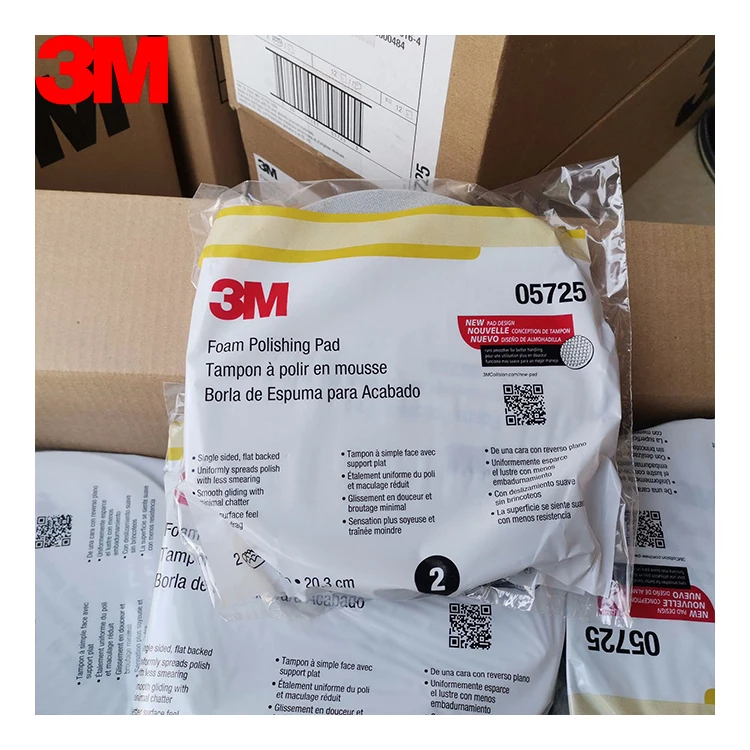 3M 05725 Perfect-It 8 inch Hook & Loop Black Waffle Foam Single Sided Buffing Polishing Pad For Refining Scratches