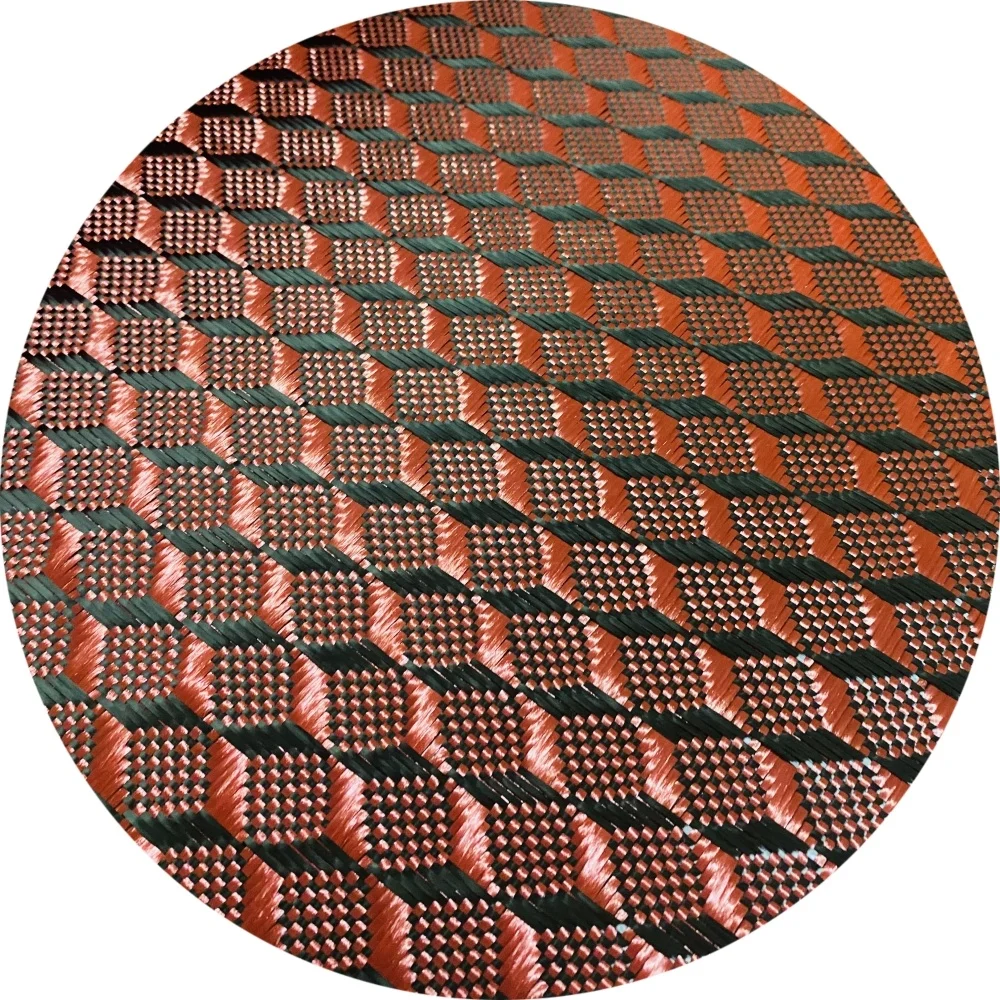 red 3D three-dimensional grid Carbon aramid  fabric , Aramid carbon cloth,