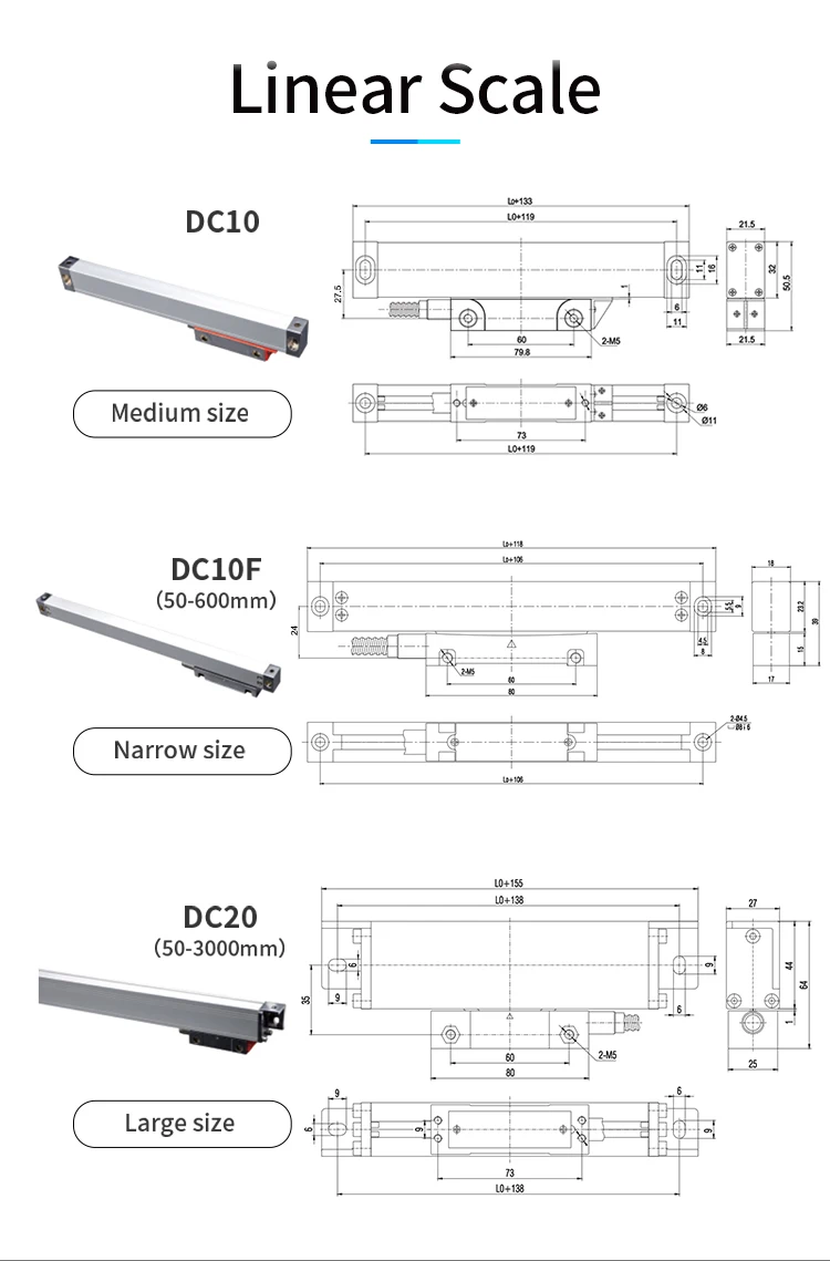 DRO Lathe Machine Ditron 2 or 3 Axis Digital Readout System with High Accuracy Linear Scale