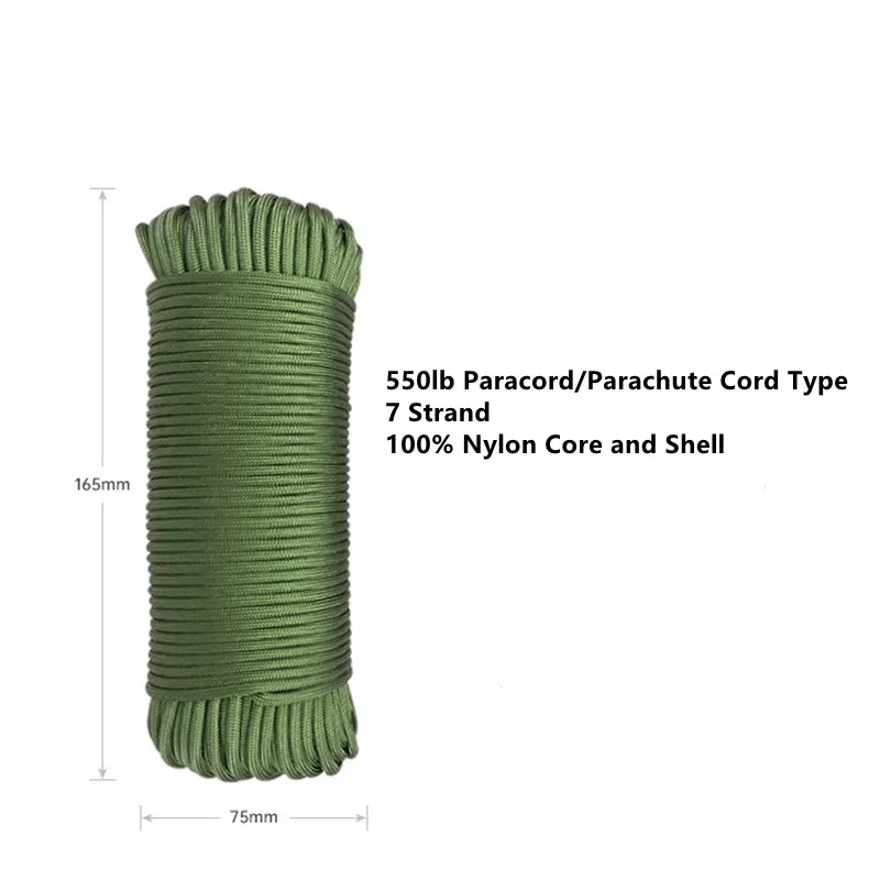  550lb Paracord Cord/Parachute Cord Type 7 or 9 Strand 100% Nylon Core and Shell - Multiple