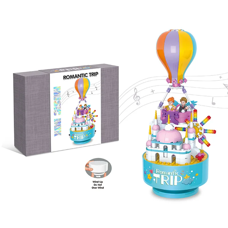 Kids educational mushroom house music box plastic diamond small size building block toy