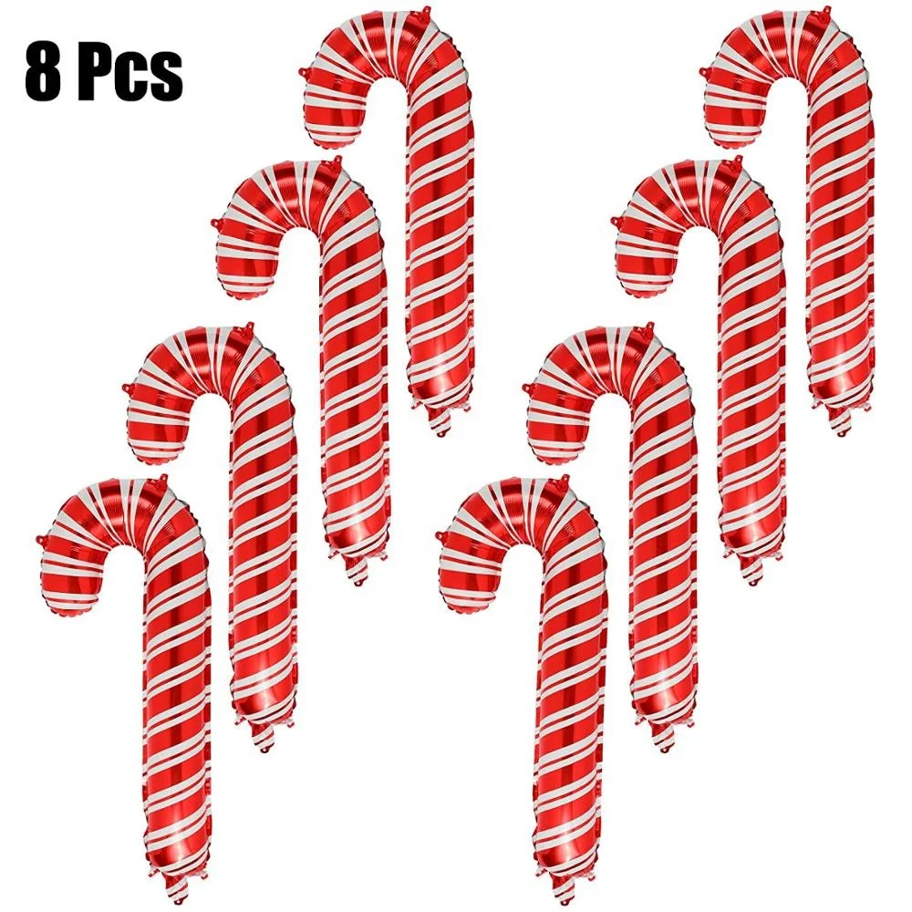 8 шт 33in Рождественское украшение для вечеринки с узором карамельной трости из фольги Воздушные шары большие рождественские декорации ко дню рождения поставки красного и белого цветов