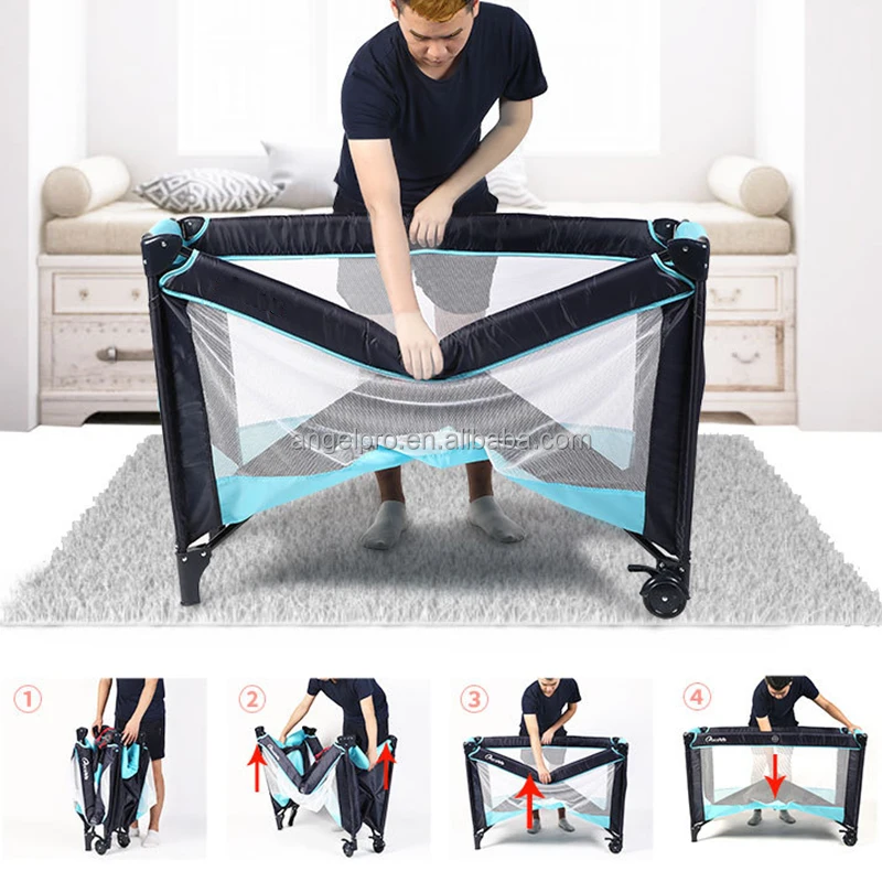 cheap price EN716 custom oxford folding cots baby portable bed crib flexible baby bed