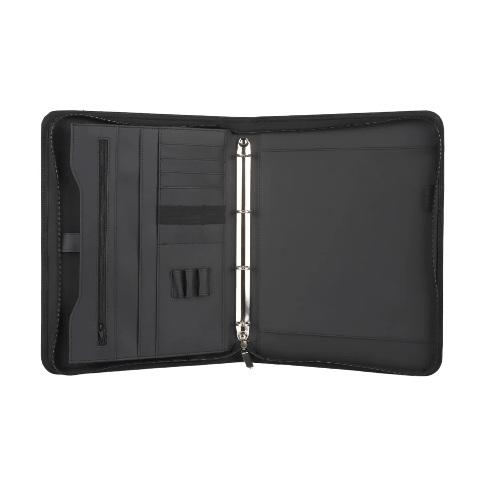 Portfolio A4 PU Leather Conference Folder Document Holder for Office Business PU  Padfolio Folder 3 Rings Portfolio Organizer