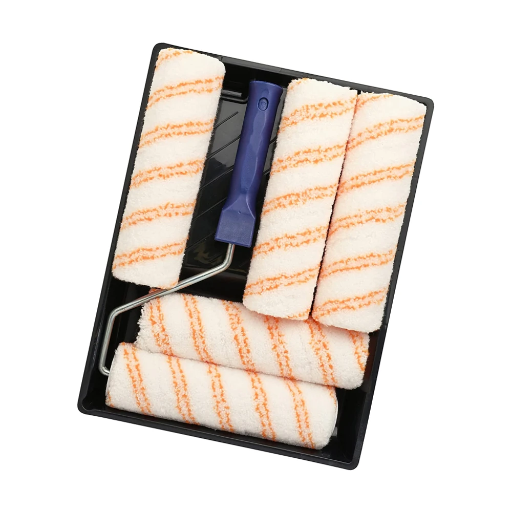 15mm nap smooth wall painting tools roller refill with paint roller cage frame plastic tray set