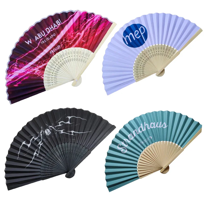 Hot Sale Woman Small Size Fan Wholesale Customized Fabric Folding Hand Fans for Summer