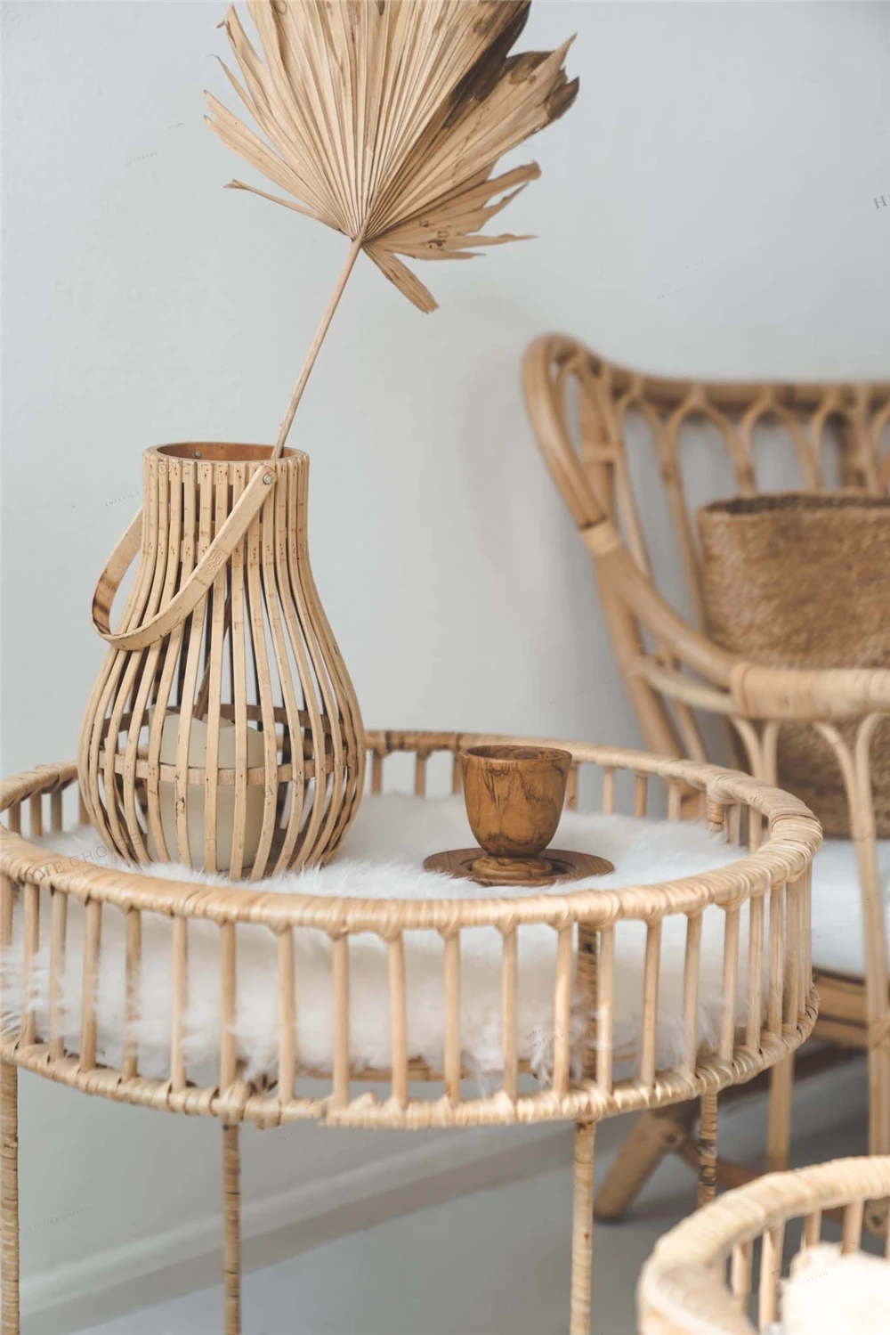  creative home-stay style round hand weaving furniture rattan bamboo stool coffee table side home