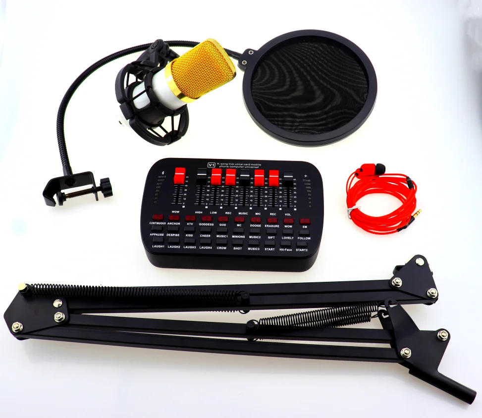 
New Studio Equipment Audio Music Recording Sound Card microphone kit 