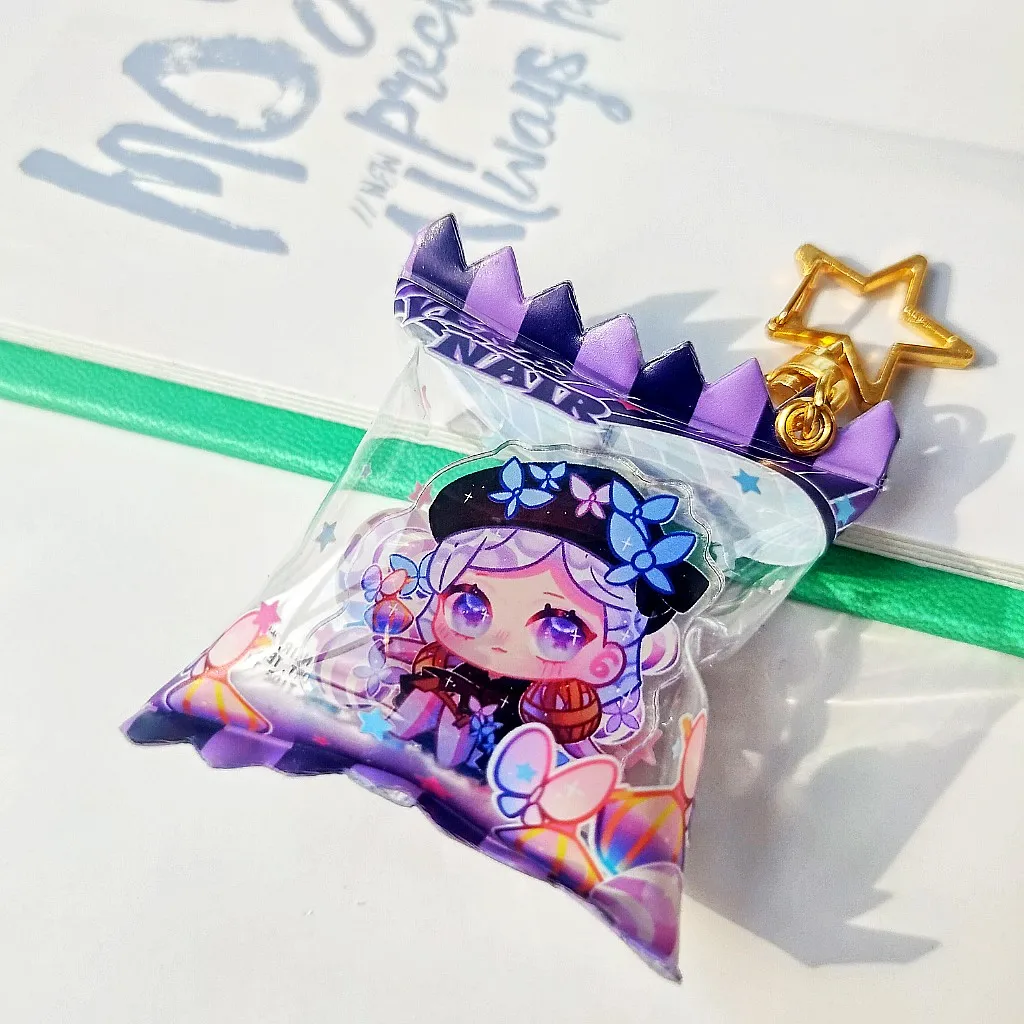 Wholesale cheap OEM logo custom inflatable candy bag charms cartoon anime shaker acrylic keychain with your design