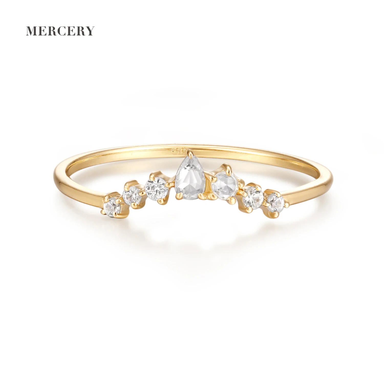 Mercery Fashion Luxury Jewelry Gemstones For Jewelry Making White Sapphire Rings 14K Solid Gold Rings For Women