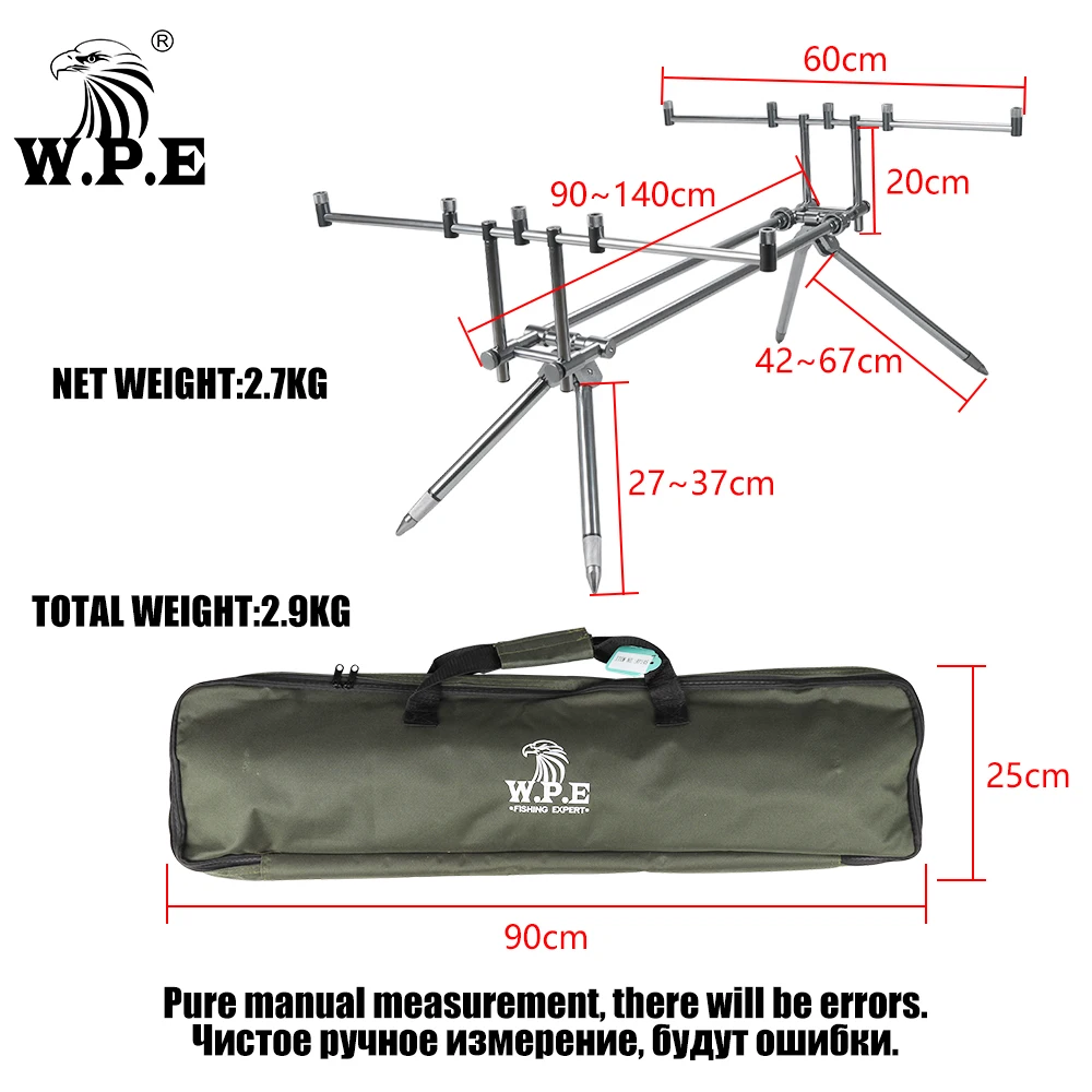 W.P.E 25*90cm Carp Fishing Rod Pod Holder Adjustable Retractable Pole Telescopic Folding Stand Bracket Accessories Tackle