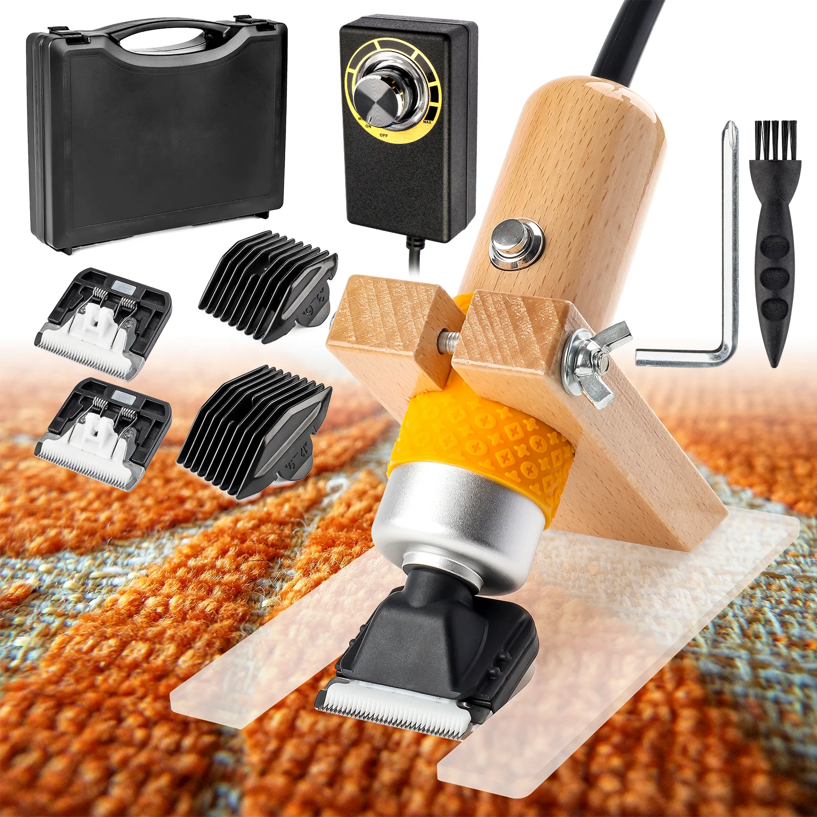 Shearing Guide Carpet Shears Comes with 2 Blades Noise Vibration Rug Trimmer for Sculpting Tufting Gun Carpet Carving Clippers