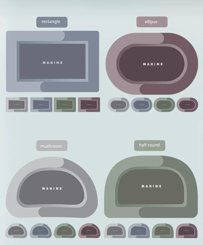 Rubber Anti-slip Soft Diatomite Bathroom pad quick dry bathroom rug Mat Water Absorbent bath mat