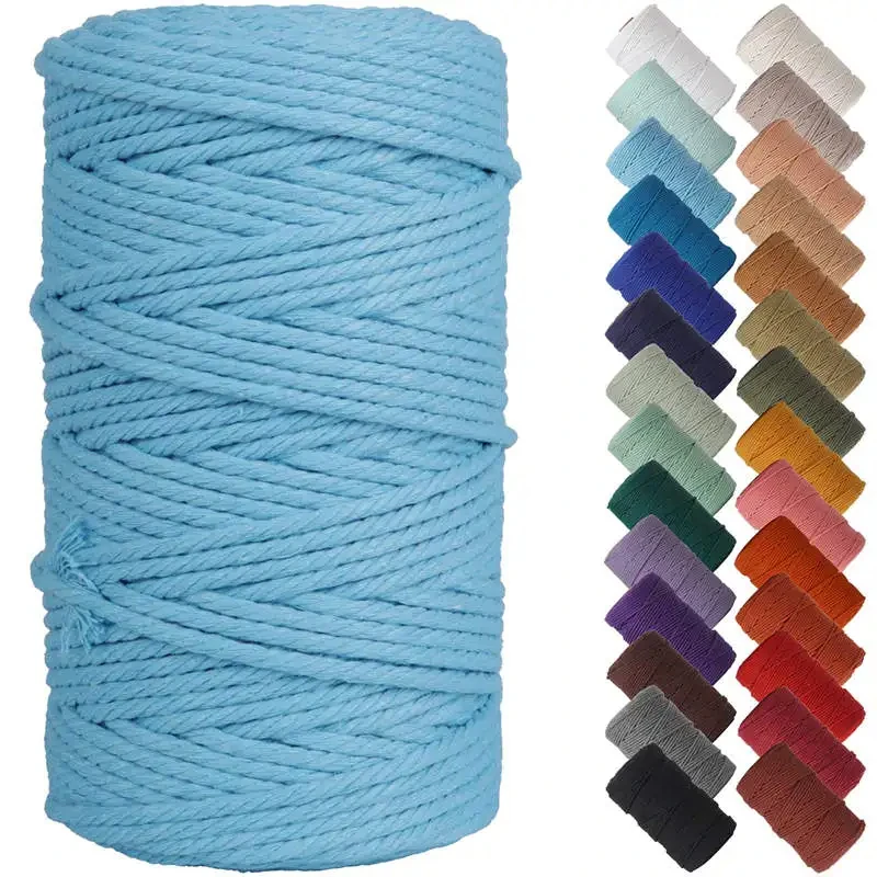 Cord Solid Colorful Twine Macrame Cotton Rope String Thread Handmade Craft Accessories DIY Basketry Braids