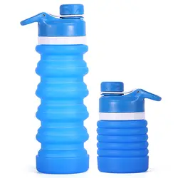 Silicone Sports Drink Water Bottle Foldable Custom Logo Designed Grm Botella De Agua Collapsible Water Bottle