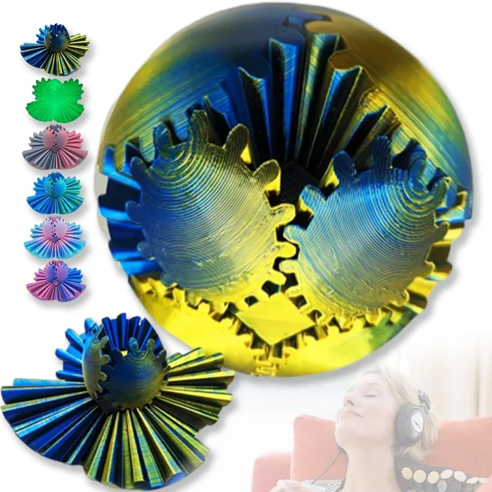 3D Printed Gear Ball Spin Ball Fidget Toy Gearsphere Gear Ball for Stress and Anxiety Relaxing Fidget toy