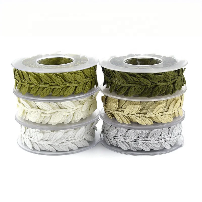 
23mm 15m Fabric Bling Leaf leaves Garland Ribbon Embossing Printing Home Craft Supply DIY Handmade Decoration 