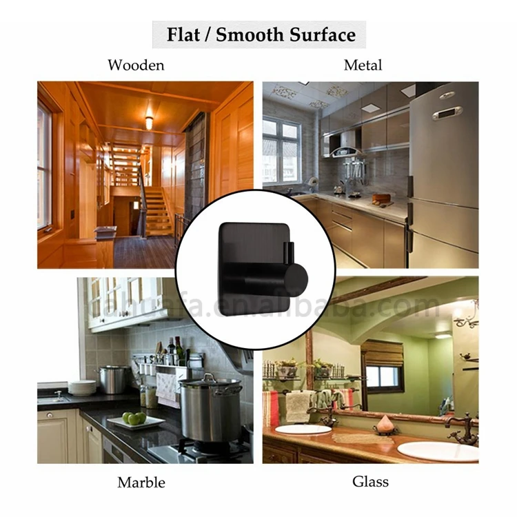 HF Stainless Steel Bathroom Self-adhesive Wall Coat Hangers Towel Robe Hooks for Clothes