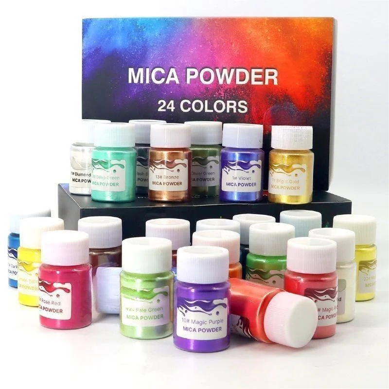 Hot Sale 24 Colors Mica Pigment Powder Sets With Custom Label For Resin Or candle Making