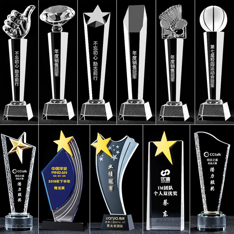 Creative crystal microphone music trophy