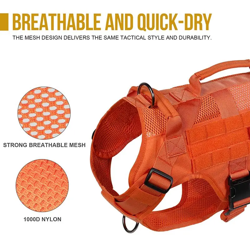 AVATAR Durable Tactical Dog Harness for Medium Dog, Air Mesh Breathable Service Dog Vest Harness for Hiking, Training