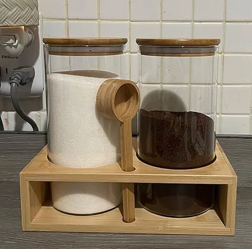 Glass Storage Jars with Spoon 2x48oz Coffee Bean Storage with Airtight Locking Clamp