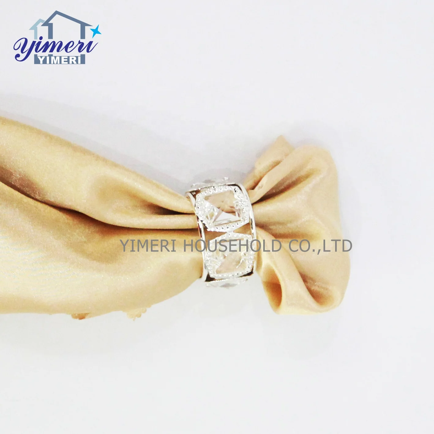 Wholesale metal silver rose gold crystal decoration exclusive wedding table napkin rings