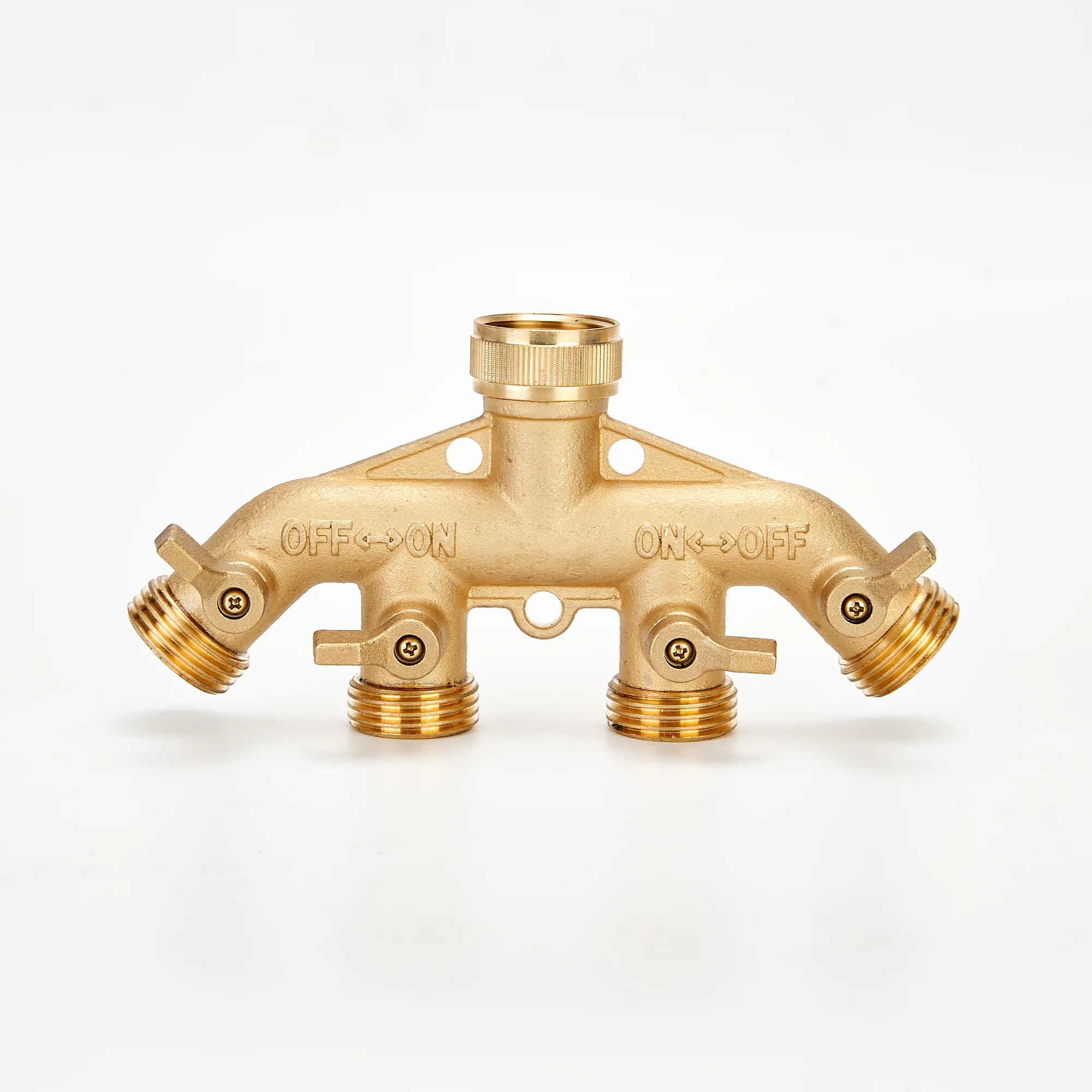 Four Way Heavy Duty Garden Faucet Splitter Hose Splitter with 4 Rubber Washers and 1 Tape