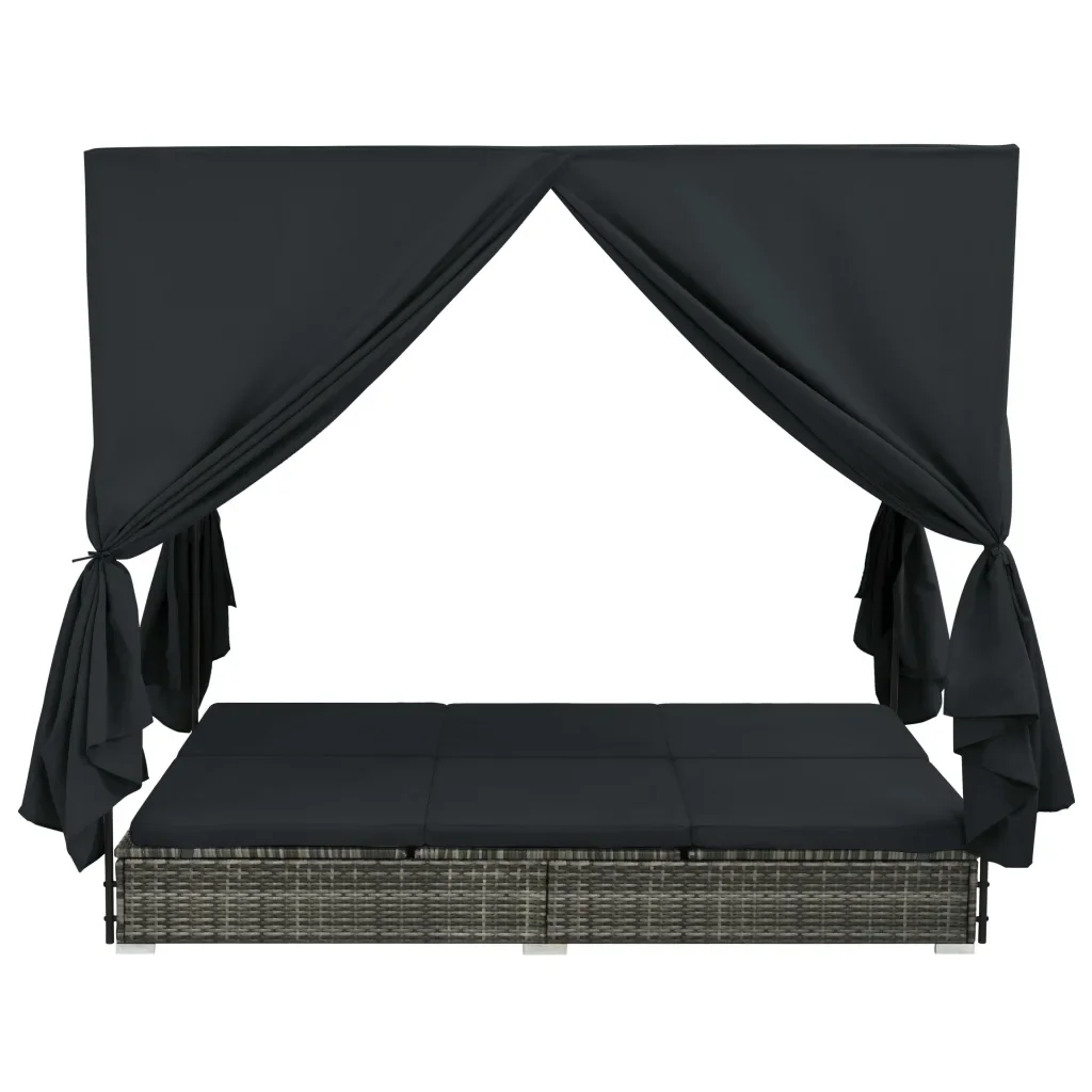 outdoor garden patio balcony poolside rattan and wicker double sun bed with shelter