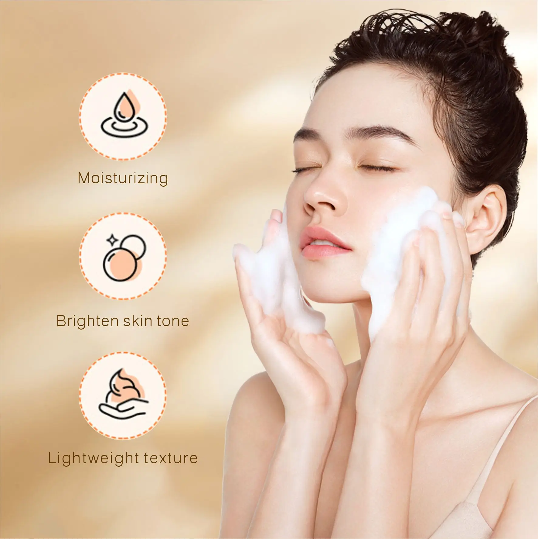 OEM ODM Korean Rice Skincare Products Organic Cleansing Mousse Amino Acid Face Wash Foam Facial Cleanser for Sensitive Skin