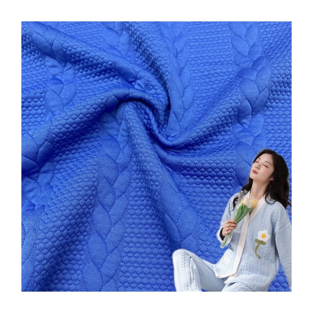 98% polyester 2% spandex knitted 3 layers sandwich jacquard fabric for lounge wear 280gsm laminated fabric for coat