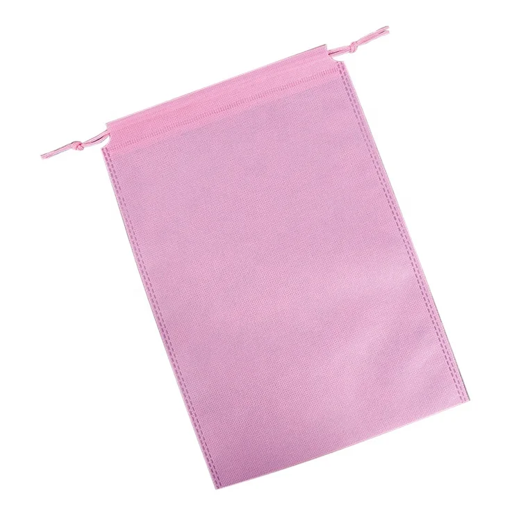 Double strings eco-friendly grocery bag nonwoven drawstring bag black