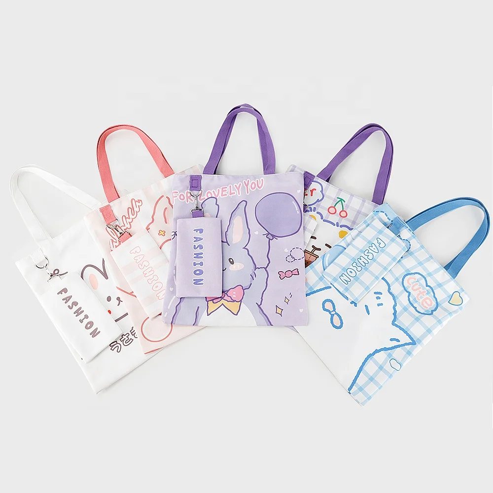 Custom Reusable Shopping 12oz Cotton Zipper Tote Cheap Wholesale Canvas Bags With Small Pouch