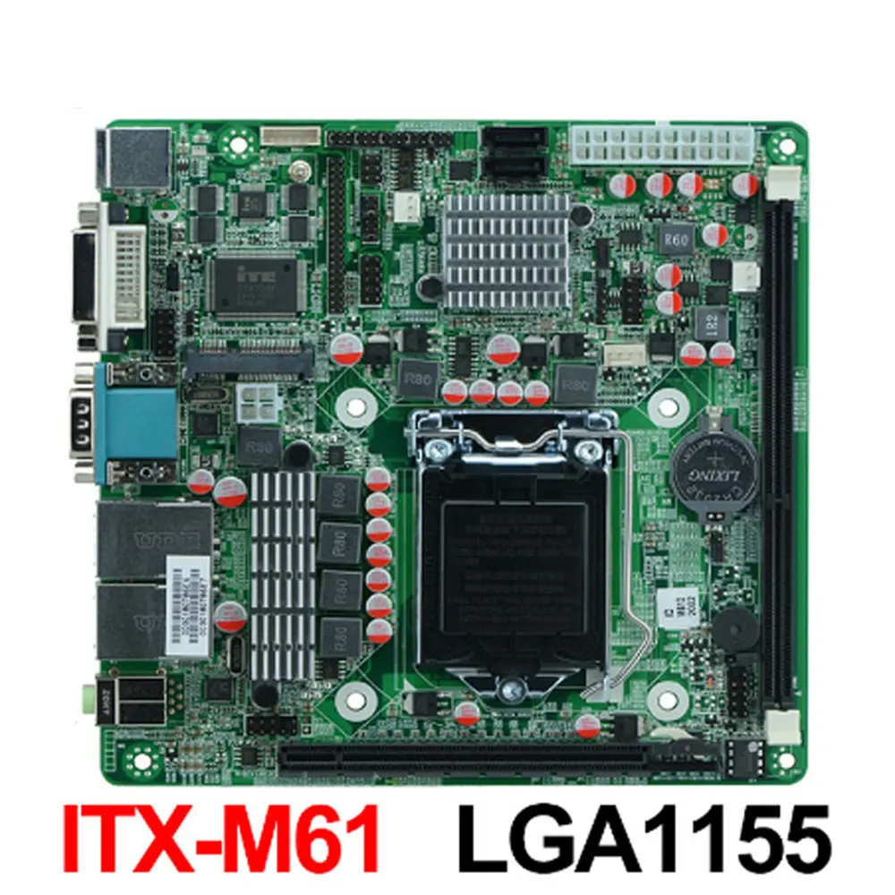 LGA1155 Socket i7 Industrial Motherboard-ITX-M61 support Core i3/i5/i7 Pentium 22nm/32nm CPU with 9*USB/6*COM