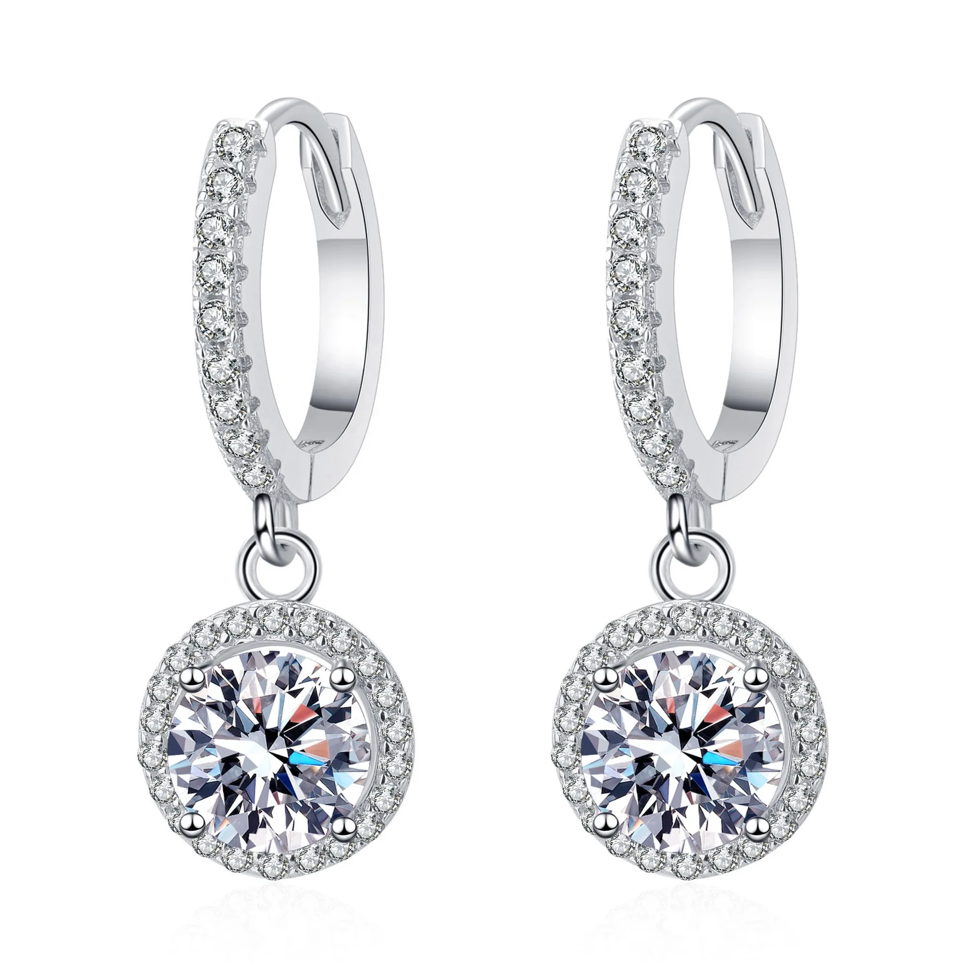 Sense of advance Dainty Cute PT 950 925 Sterling Silver high quality Mosan diamonds ear earrings jewelry