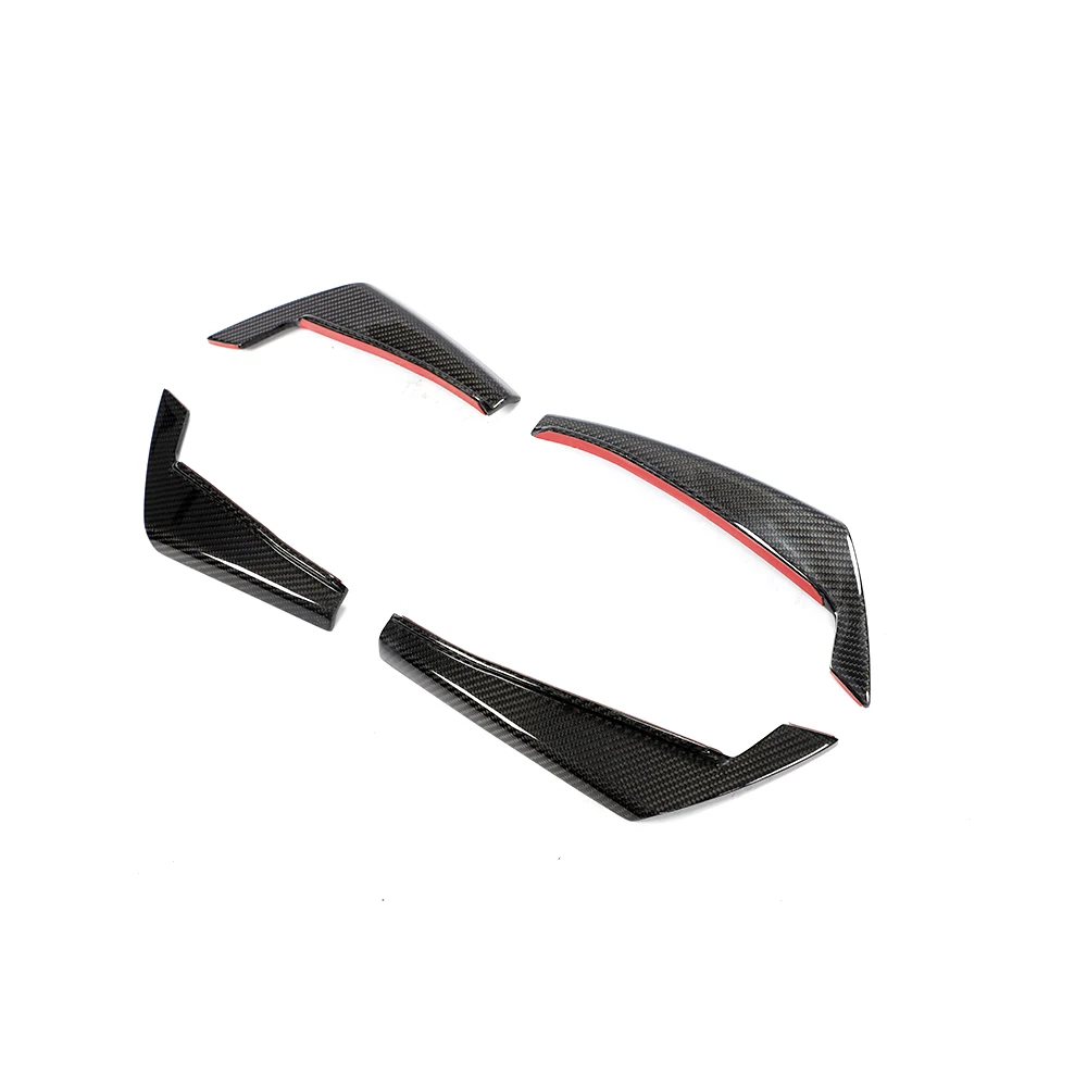 A4 B9 Carbon Fiber Car Front Bumper Canards Trims for Audi A4 RS4 2017-2019