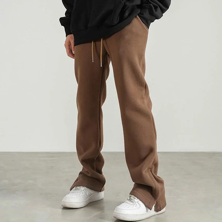 Custom Logo Open Bottom Casual Heavyweight French Terry Men Baggy Pants Joggers Bootcut Flared Sweatpants