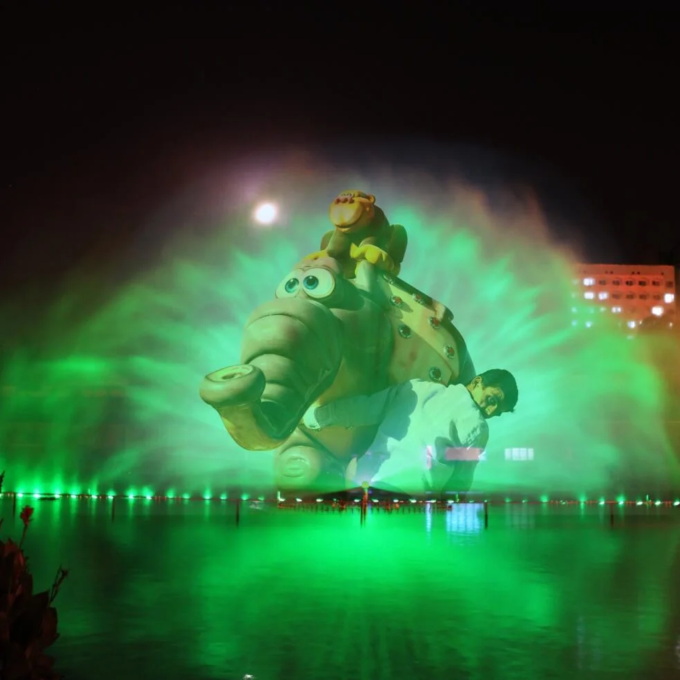 Musical Dancing Water Screen Film Fountains Water Screen Light Show With Projector