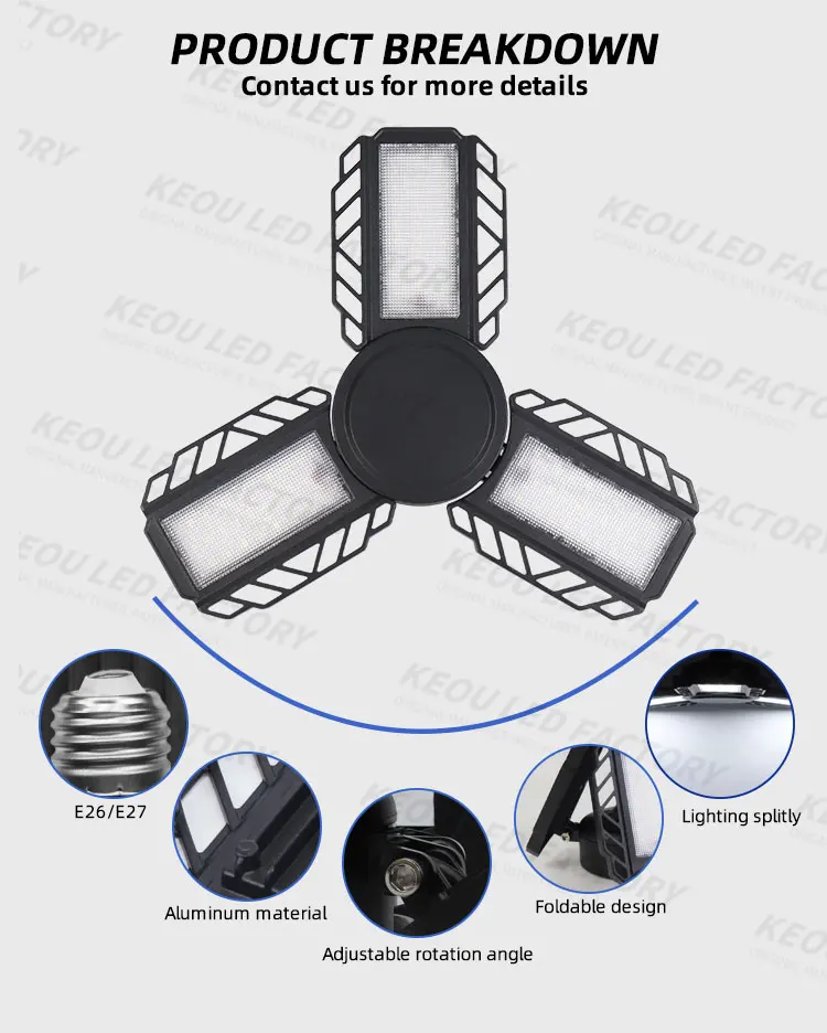 Промышленное потолочное освещение для гаража 50 Вт плоская панель цеха подвал