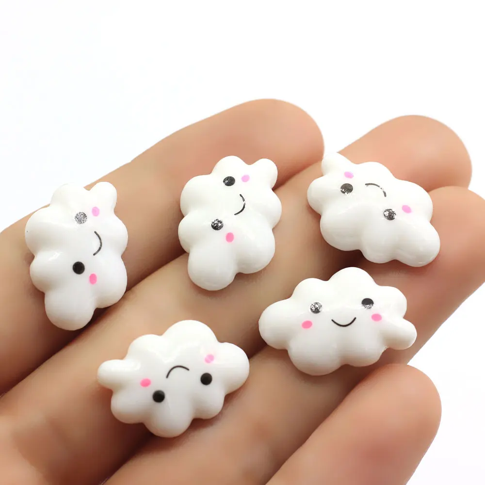 Cartoon Smile Cloud Resin Cabochon Kawaii Flat Back Charms DIY Accessories for Phone Embellishments Earrings Pendants
