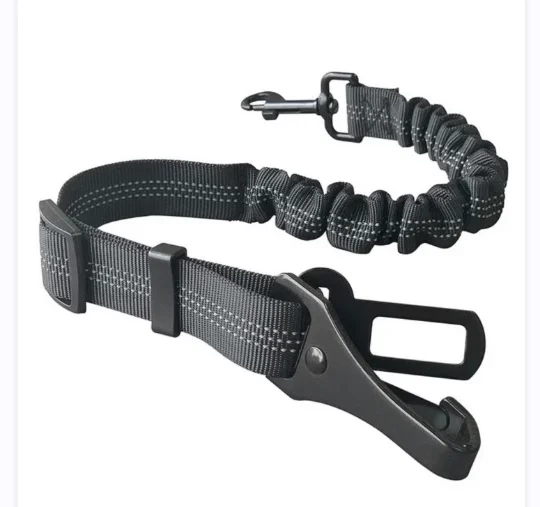 Best Quality Durable Upgrade 2 in 1 Dog Car Seat belt Metal Buckle Elastic Buffered Reflective Nylon Belt Tether