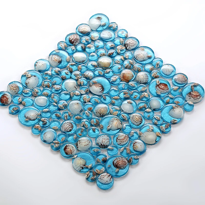 Средиземноморская раковина мозаичный фон настенная плитка плавательный бассейн смола синяя рыба пруд бар настенное украшение