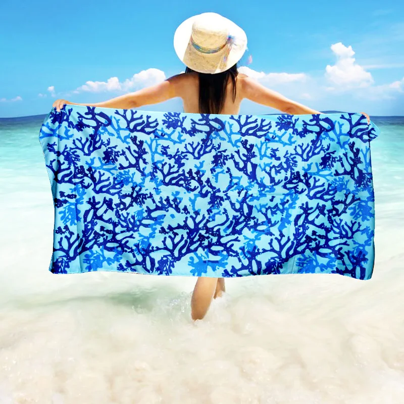 Manufacturer quick dry microfiber beach towel with custom printed sand free waffle beach towel