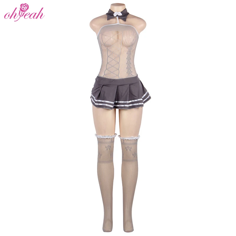 
Hot Sale Mesh Fashion See Through Japanese Students Costume Lingerie Sexy College Girl Costume 
