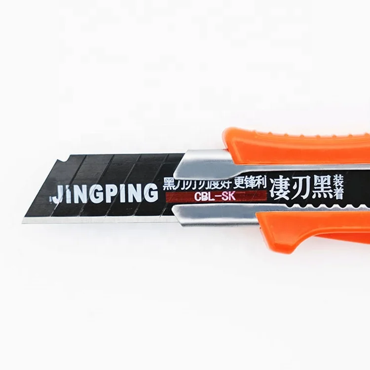 YTH TPR Handle Stainless Steel Black Blade Office Cutting Paper Art Utility Knife