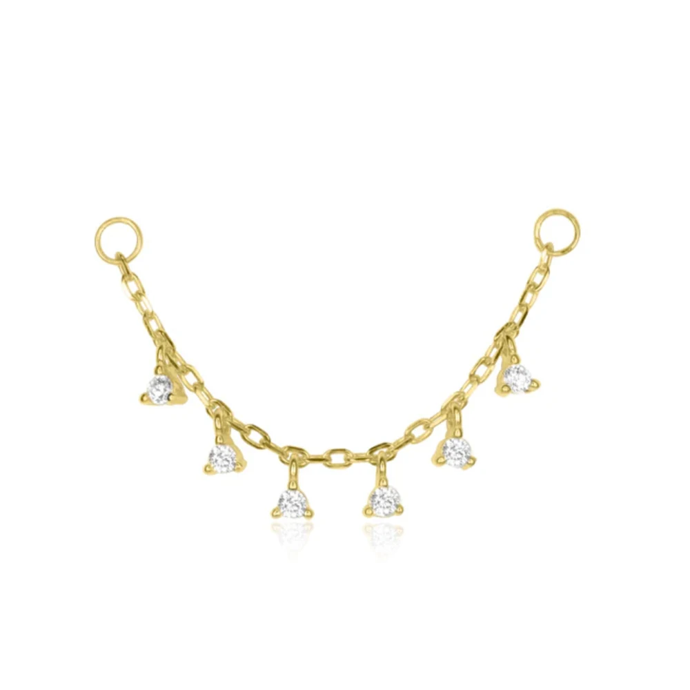 Custom Korean Silver Designer Gold Plated Cartilage Puncture Beaded Statement Drop Fashion Jewelry Chain Earrings Women Luxury