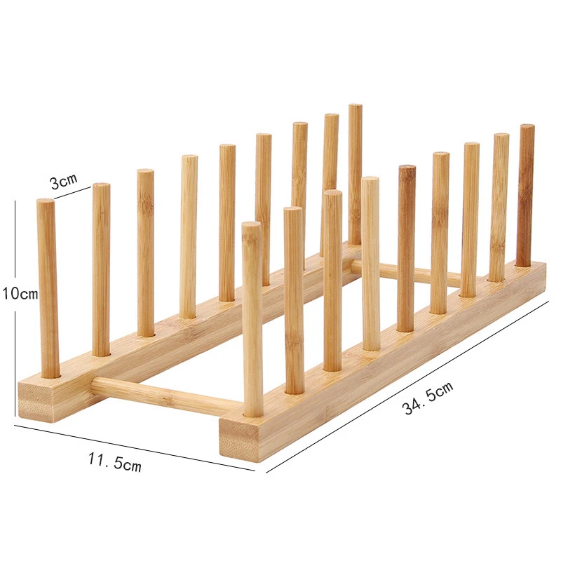 Bamboo Dish Rack Holder Plate Bowl Cup Book Pot Lid Cutting Board Drying Rack Stand Drainer Storage Organizer
